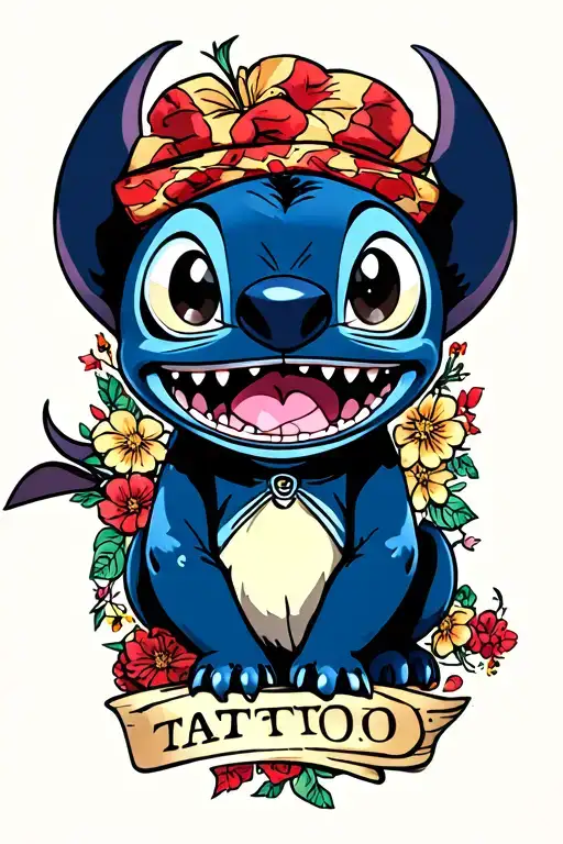 stitch and toothless  tattoo design idea