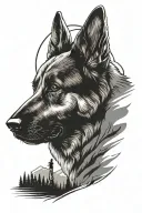 travel hiking sunshine family friends and german shepherd dog tattoo design idea