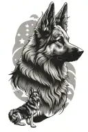 travel hiking sunshine family friends and german shepherd dog tattoo design idea