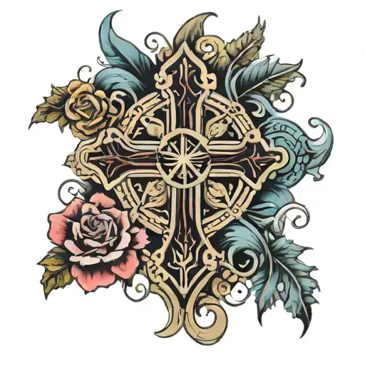 western Christian Cross tattoo design idea