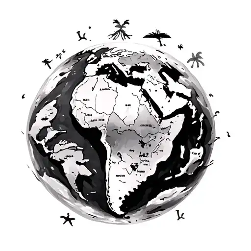 South America continent showing things that symbolise the countries of south America  tattoo design idea