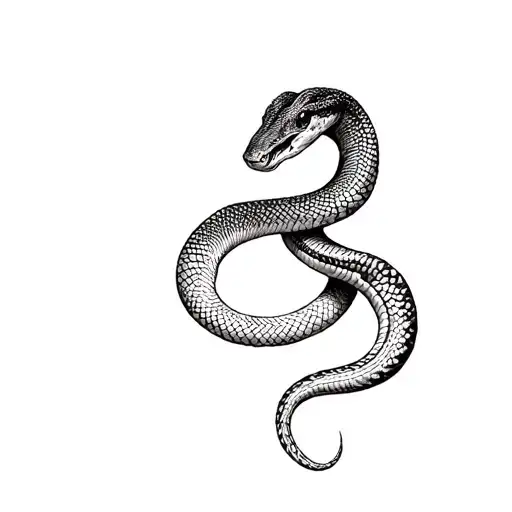 snake wrapped around hip. head starts on the lower right side of stomach and the tail ends wrapped around upper thigh tattoo design idea