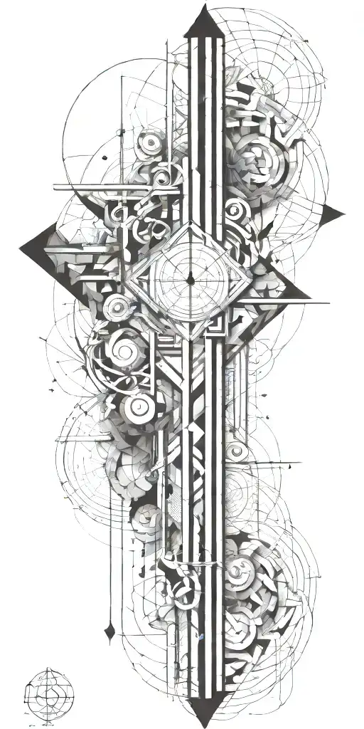sacre geometry for full arm that include 369 numbers tattoo design idea