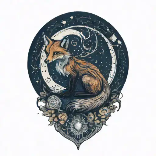 Fox spider witch moon intertwined representing the client's tattoo design idea