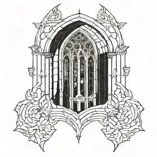 gothic cathedral stained glass window tattoo design idea