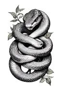 Snake that makes the bars the plus hand that wraps around my arm and which is itself wrapped in ivy tattoo design idea
