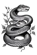 Snake that makes the bars the plus hand that wraps around my arm and which is itself wrapped in ivy tattoo design idea