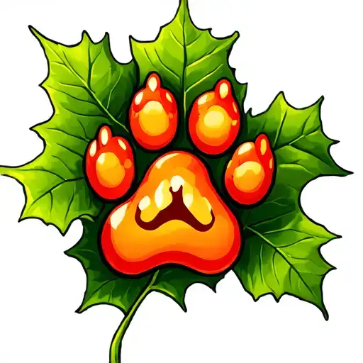 english ivy leaf with dog paw print tattoo design idea