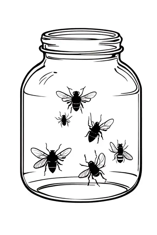 bees in a jar tattoo design idea