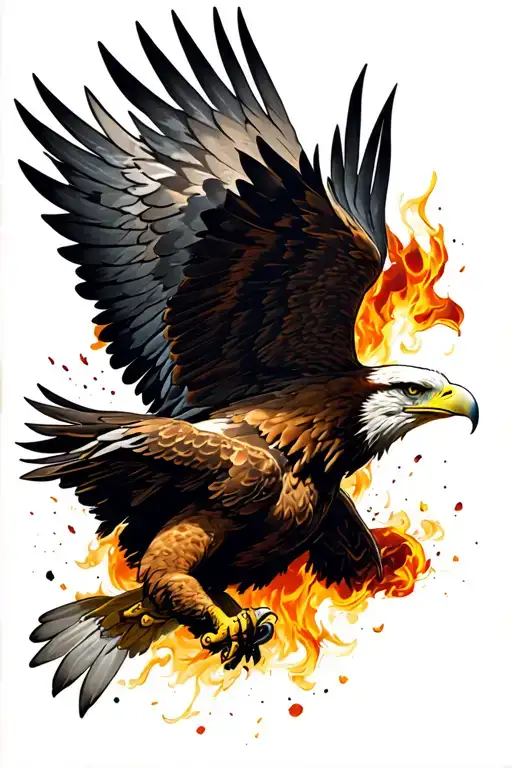 Lance firefighter, open wing eagle with a collision tattoo design idea
