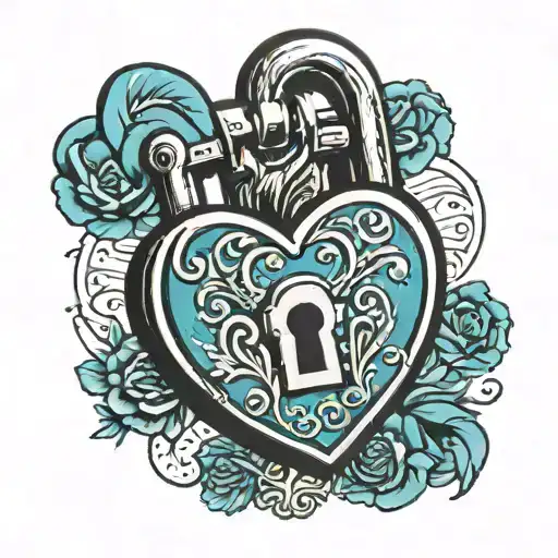 a heart shaped lock that has a k and a m in it  tattoo design idea