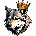 wolf with a crown and the Roman numeric 6 tattoo design idea