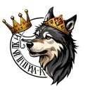 wolf with a crown and the Roman numeric 6 tattoo design idea