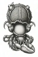 hermit crab using a badger skull as a shell tattoo design idea