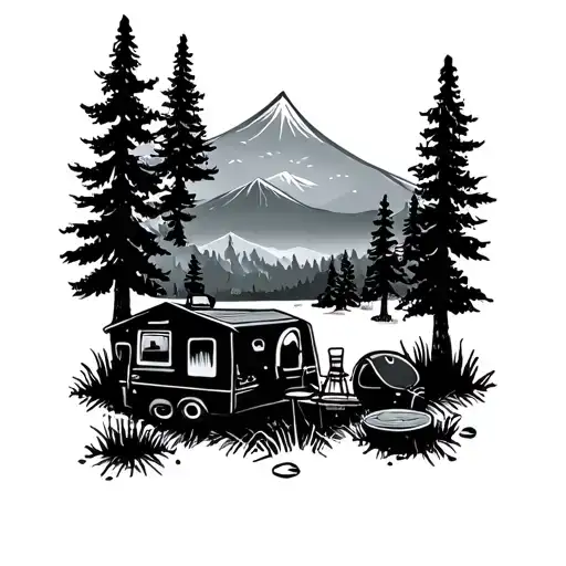 camping themed tattoo tattoo design idea