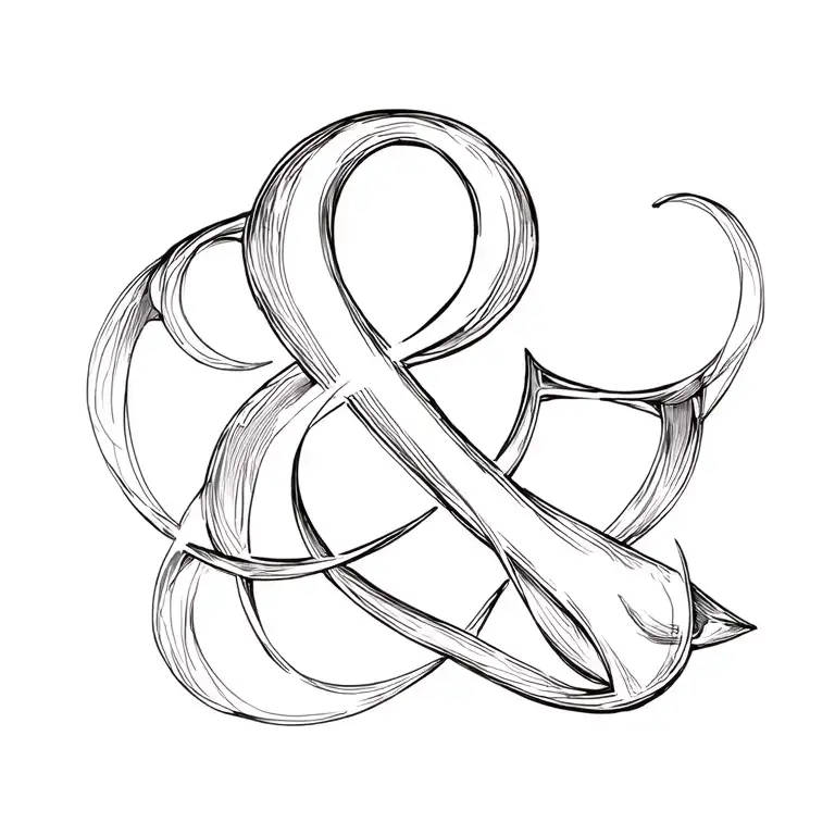 ampersand symbol surrounded by abstract interpretation tattoo design idea
