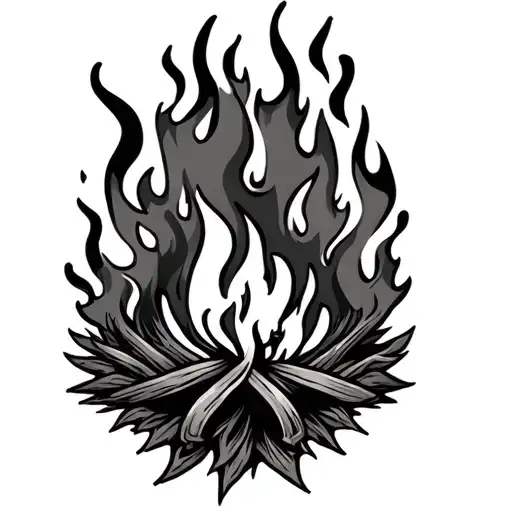 seiling beer camp fire flames tattoo design idea