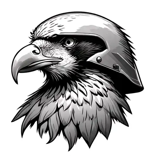 US Army Infantry helmet merging with a majestic bald eagle tattoo design idea