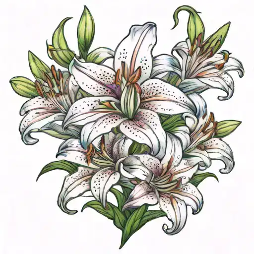 stargazer lilies : full tattoo design idea