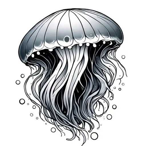 fine line tattoo with jelly fish, nature, ocean all with geometric lines  tattoo design idea