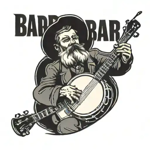 bard playing banjo tattoo design idea