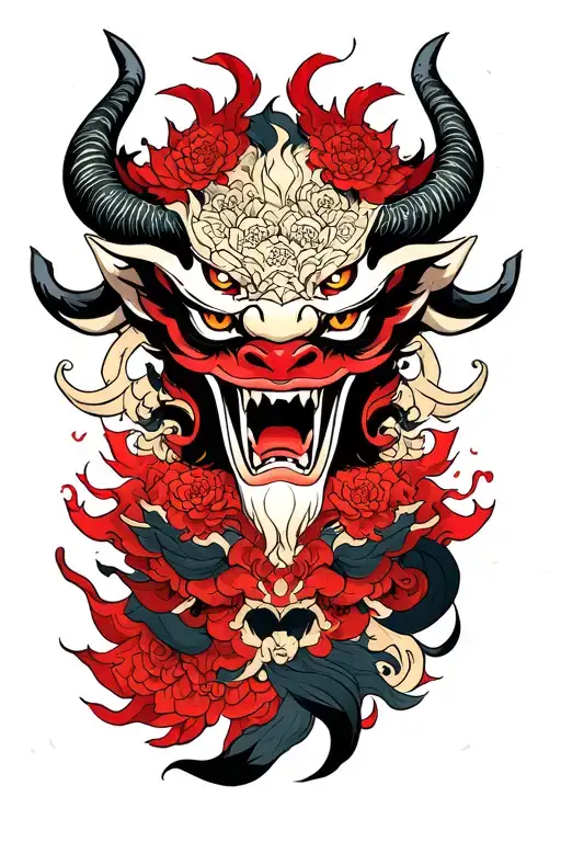 Oni Demon with hum tattoo design idea
