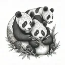 pandas and bamboo eating tattoo design idea