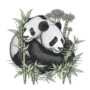 pandas and bamboo eating tattoo design idea