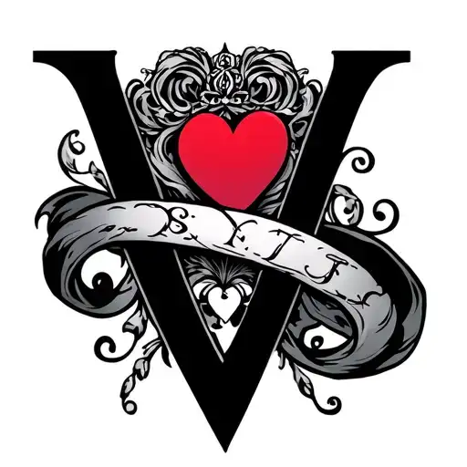 Victoria with a heart over the V and the Is tattoo design idea