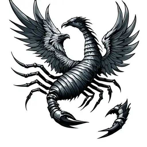 Scorpio with phoenix   tattoo design idea