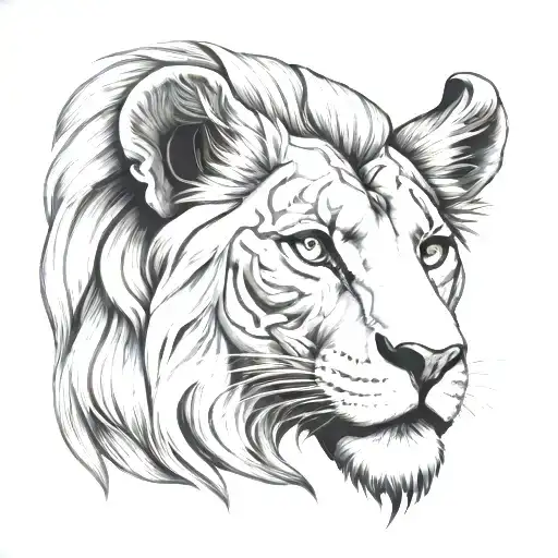 circe lion head tattoo design idea