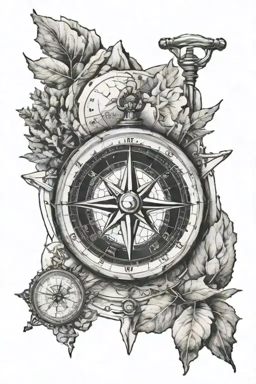 mountain compass tattoo design idea