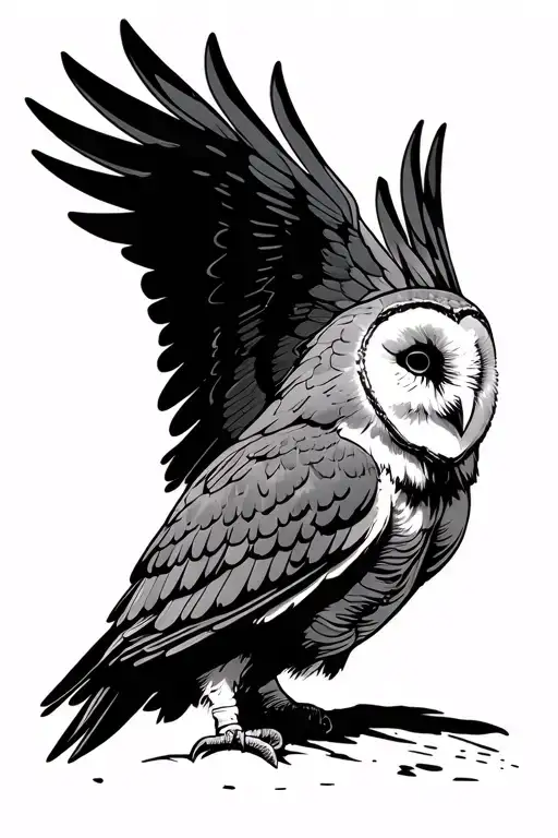 deftones barn owl with wings spread and talons out as if catching prey tattoo design idea