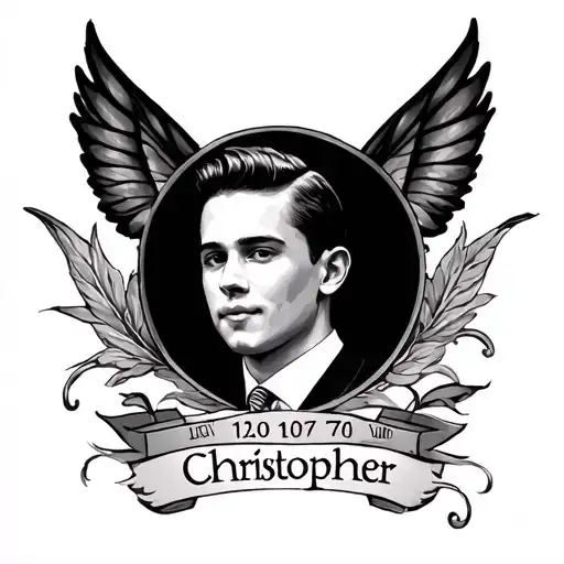 for a passed away family member with date 12/01/70 and name christopher tattoo design idea