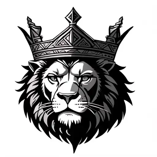 aztec lion with crown tattoo design idea
