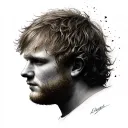 ed Sheeran side profile  tattoo design idea