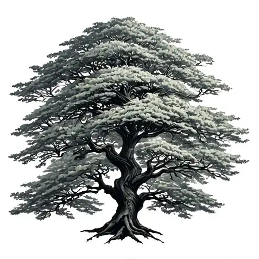 big money tree giving shade tattoo design idea