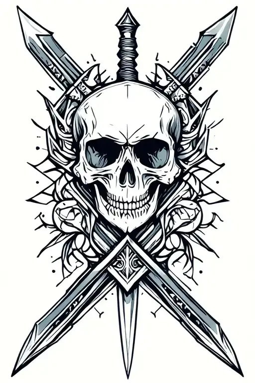 skull and dagger tattoo design idea