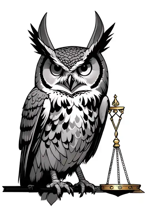 Owl with the Libra of Anubis tattoo design idea