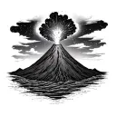 give me a tattoo of an erupting volcano with an aurora borealis  tattoo design idea