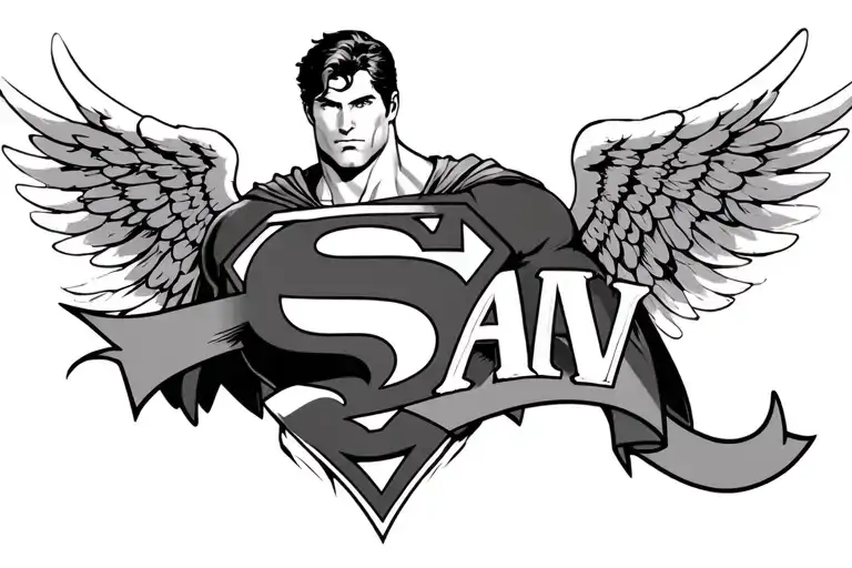 Just the superman logo with angel wings behind it. Add a banner that says "PAPAW" tattoo design idea