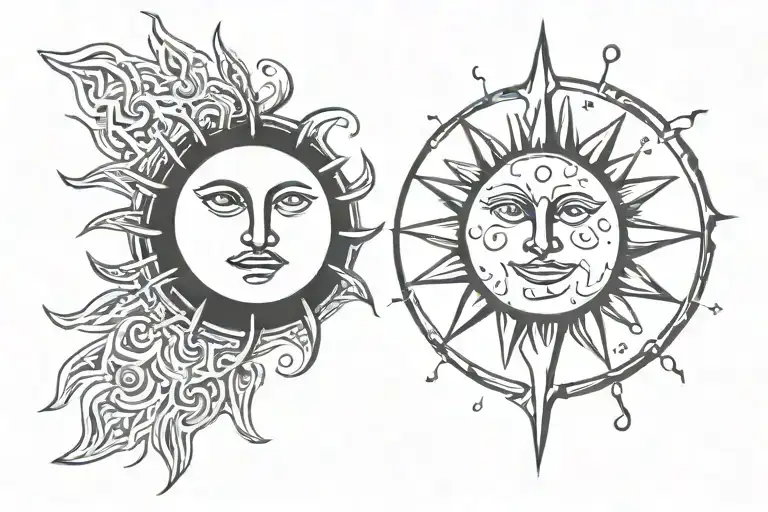 00:00 Sun and moon tattoo design idea