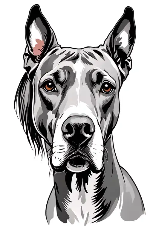 Great Dane with cream palomino horse in the shape of a heart  tattoo design idea