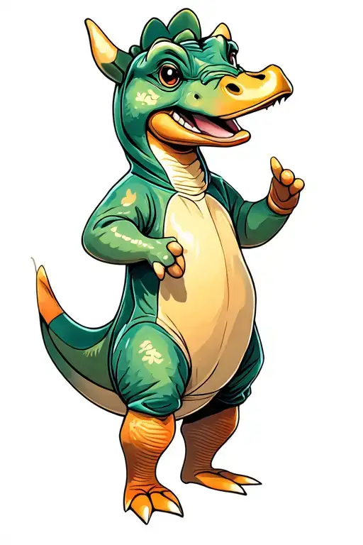 Triceratops in a duck onesie cartoony tattoo design idea