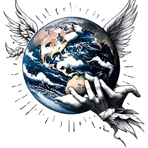 heaven touching earth tattoo design idea