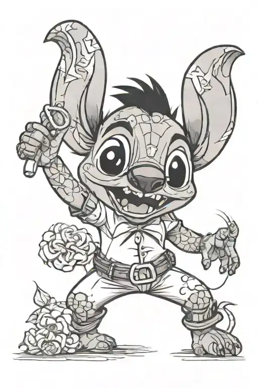 Disney Stitch elvis Presley tattoo design idea