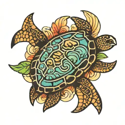 Hawaiian sea turtle tattoo design idea