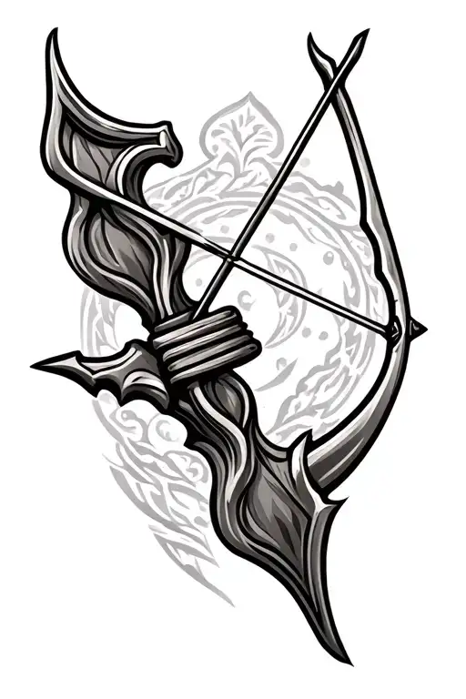 bow and arrow weapon tattoo design idea