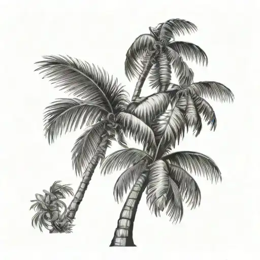 palm tree and 29 1997 engraved tattoo design idea
