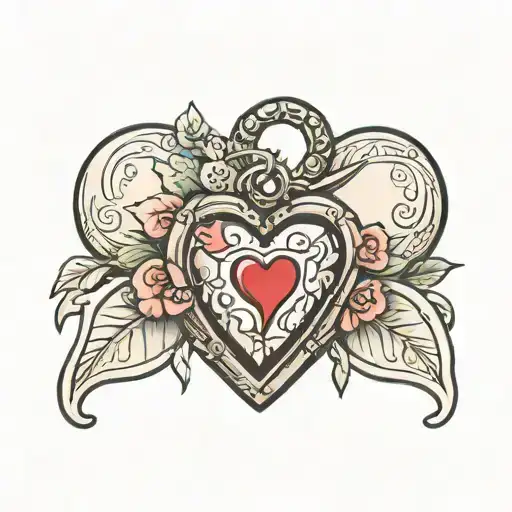 heart locket charm opened tattoo design idea